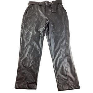 Fashion Nova Pants  Large  * Black   Pleather * NWT * Blondie Belted